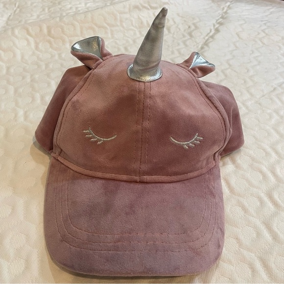 Unicorn Hat Big Girl’s One Size Faux Suede Pink Cap Adjustable Wonder Nation - Picture 1 of 4